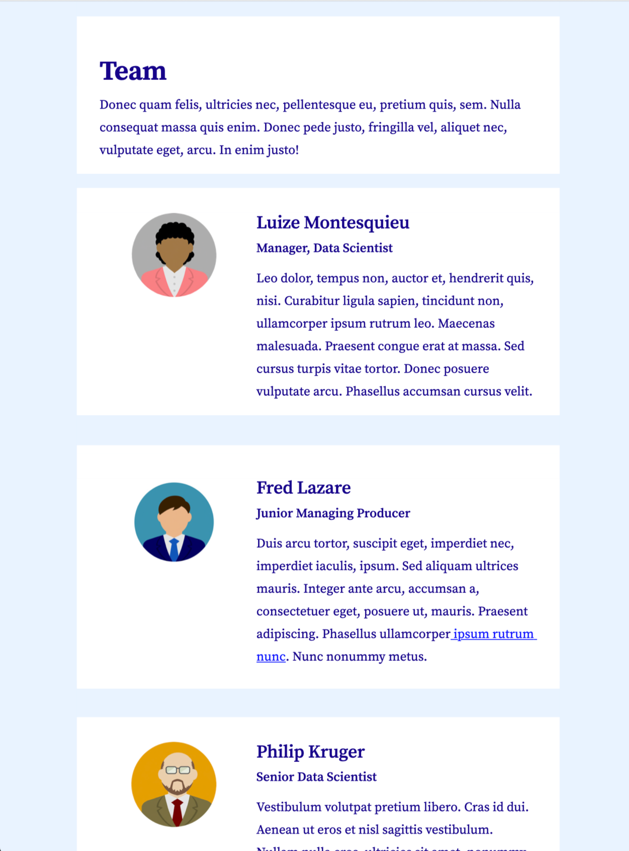 Meet the Team HTML email template for internal team emails
